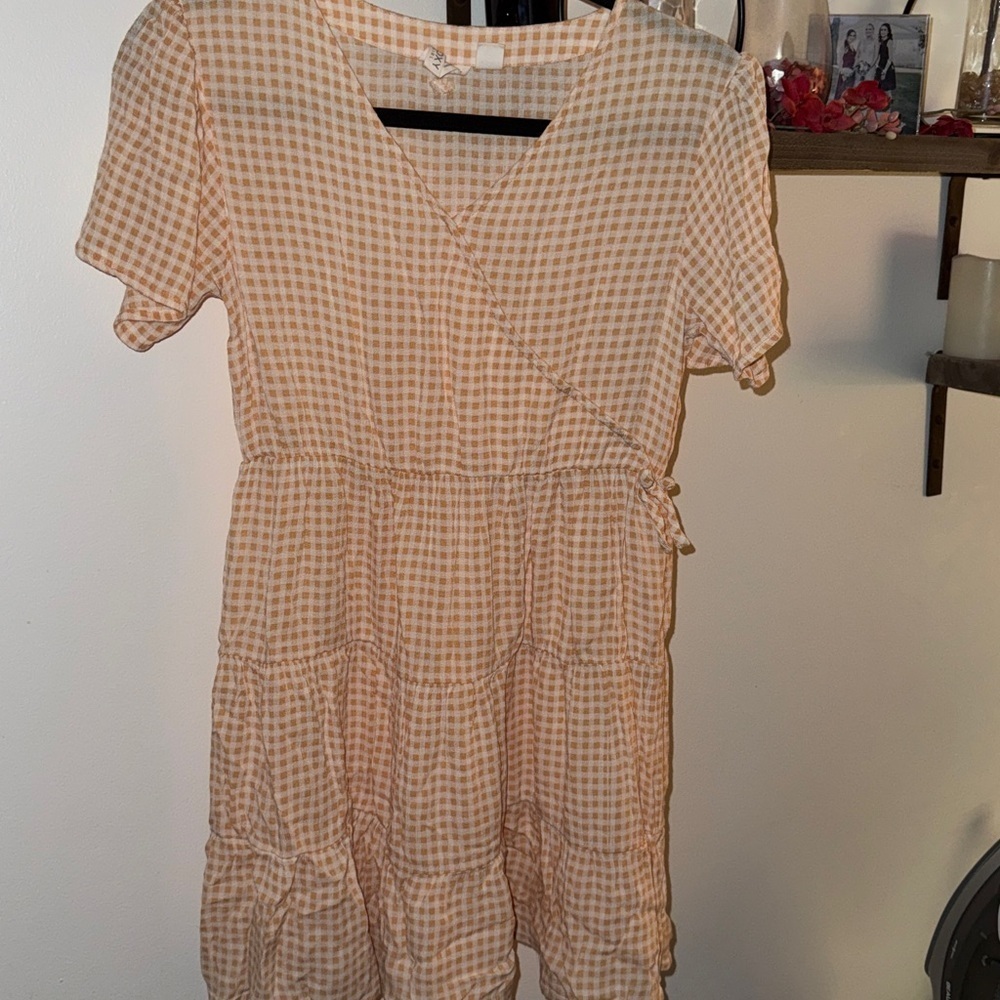 Roxy Orange and Cream Checkered Dress